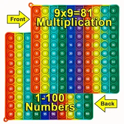 9x9 Multiplication 9+9 Addition 1-100 Counting Numbers Push Pop Bubble Fidget Sensory Math Educational Toys for Kids