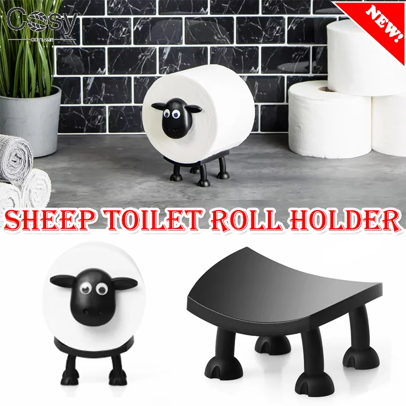 Black Sheep Toilet Roll Holder Resin Lovely Sheep Tissue Box Stackable for Home Bathroom Stackable Animal Tissue Organiser