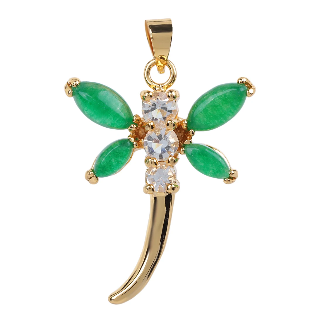 

Dragonfly Green Jade Rhinestone Pendant Charms For Jewelry Making Necklace Accessories