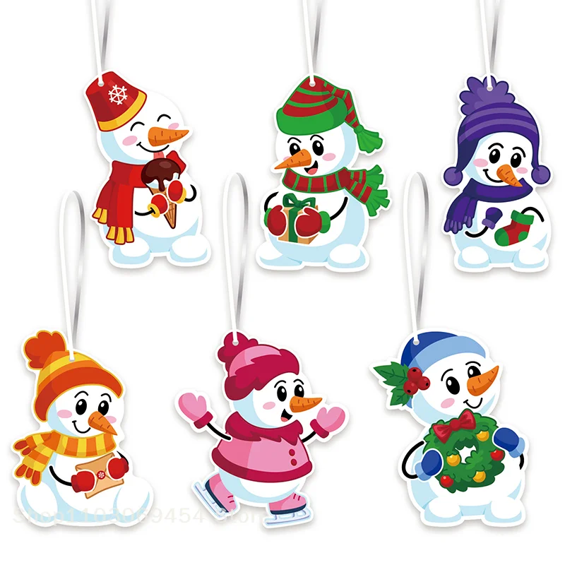 24 Sets Cartoon Snowman DIY Card Stickers Christmas Tree Decoration Christmas Gifts Festive Fun Holiday Decals