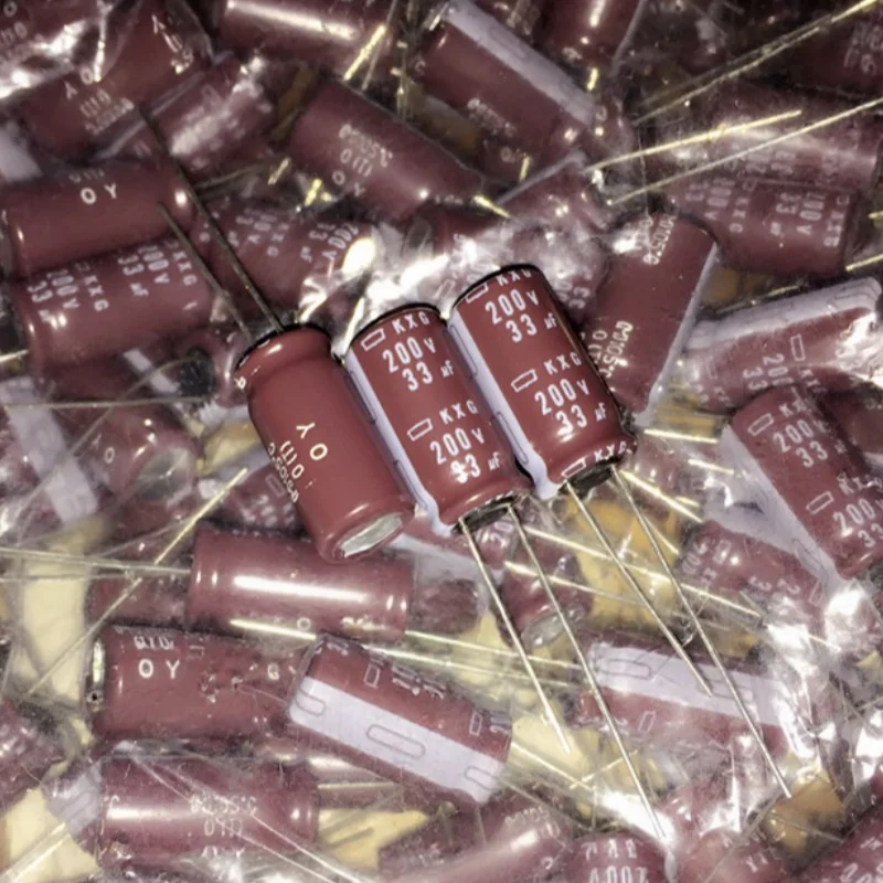 20Pcs 200V 33UF 10×20mm KXG Series Radial Aluminum Electrolytic Capacitor High Frequency Low ESR