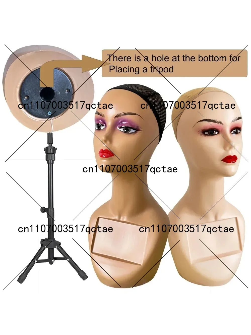 Mannequin head head monitor props skin tone ABS plastic 48cm high stand-up collar