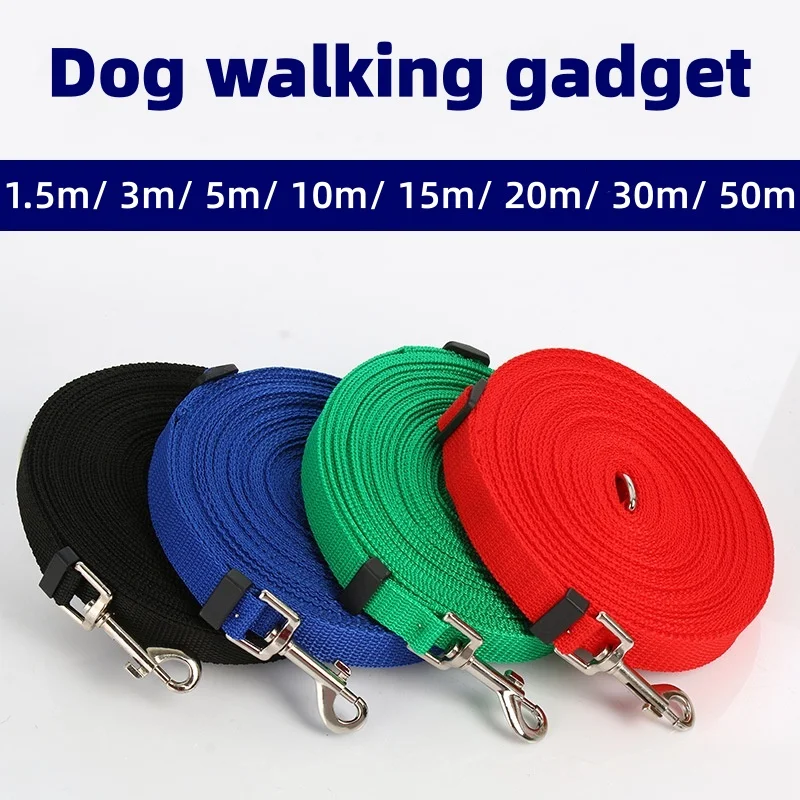 Laisse de chien réglable en nylon 1,5M-50M, laisse d'entraînement extérieure robuste pour chiens de petite, moyenne et grande taille, pour l'appel et la promenade