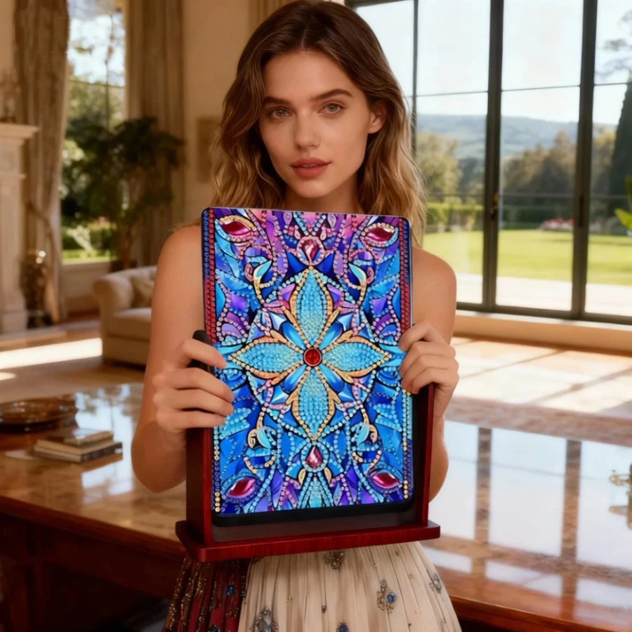 

2026 Diamond Painting Mirror Kit Special Shape Flowers Table Top Rhinestones Desktop Ornaments 5D DIY Diamond Art Tabletop Decor