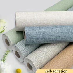 Imitation Linen Wallpaper Self-adhesive Household Wall Stickers Linen Pattern Self-adhesive Wallpaper Thickened Waterproof Stick