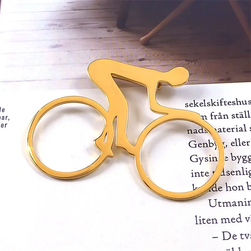 Fashion Stainless Steel Sports Bike Pin for Women/Men Gold Color Riding Bicycle Broochs Jewelry pines metalicos para ropa BXHS01