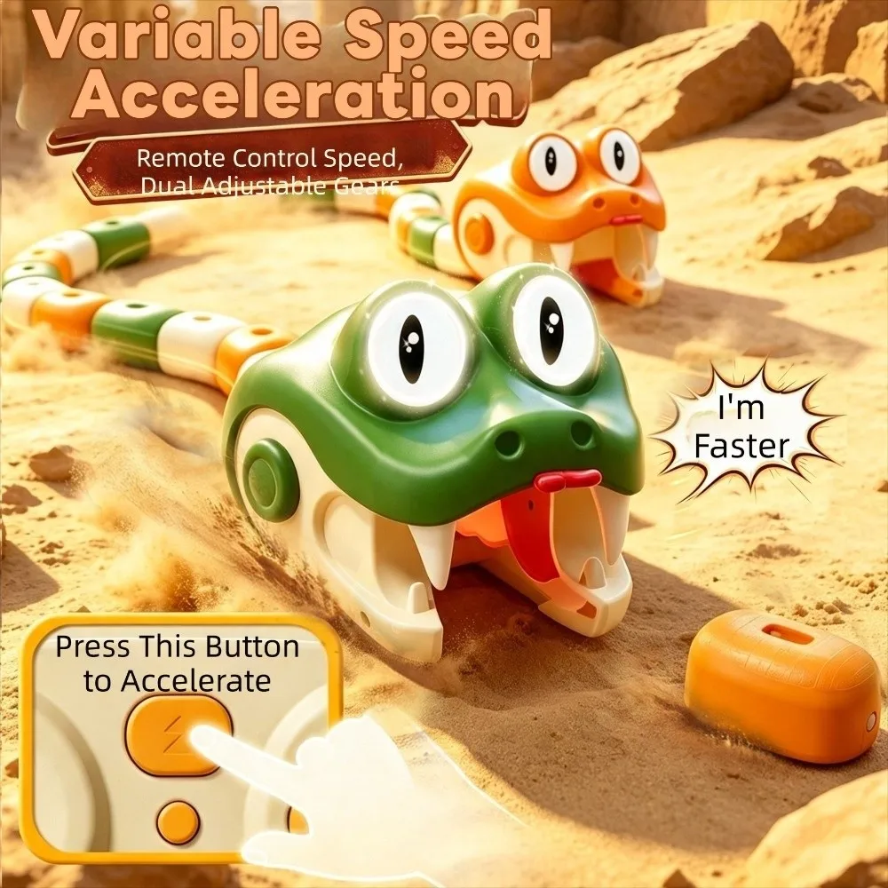 Light Up Eyes Remote Control Snake Eyes Rotate Two Speed Modes Electric Snake Remote Controlled Magnetic Eating Snake Play