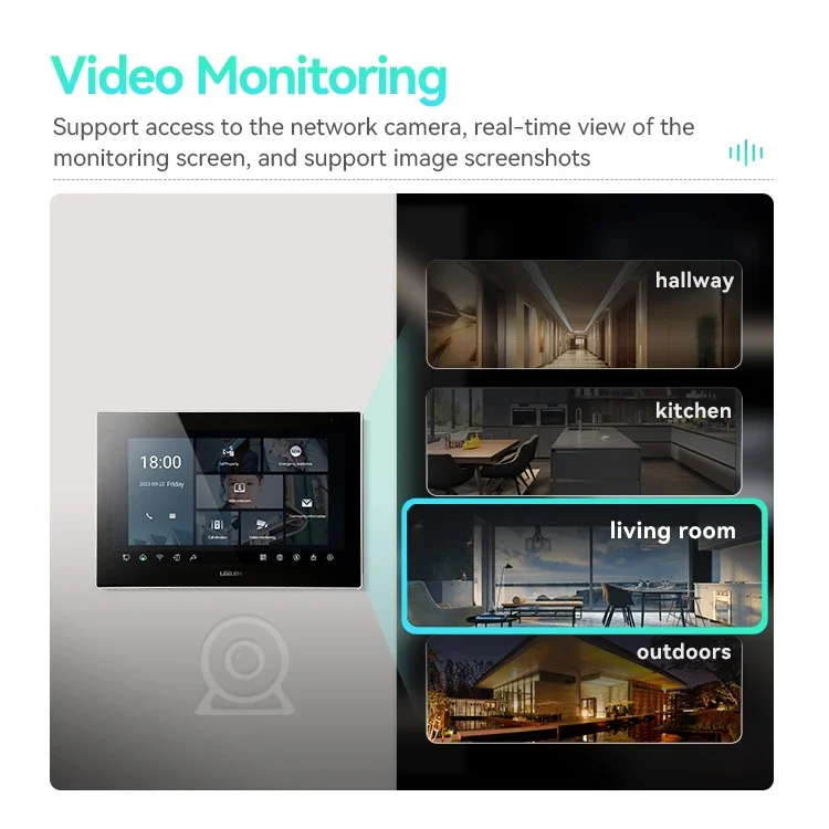 LEELEN 10.1 Inch Video Intercom System SIP Door Phone Access Control Indoor Station for Apartment V36