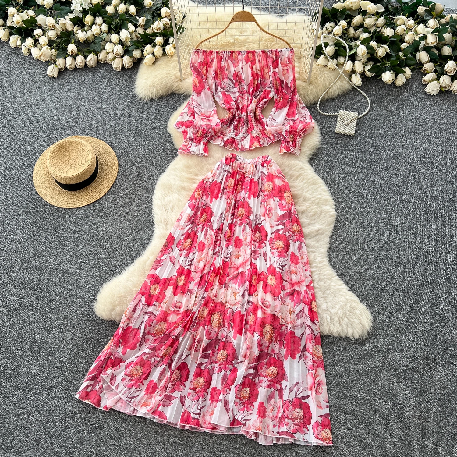 Chic vintage slash neck print slim Elegant Fairy korean fashion Boho  Sundress women clothing Long dress - AliExpress