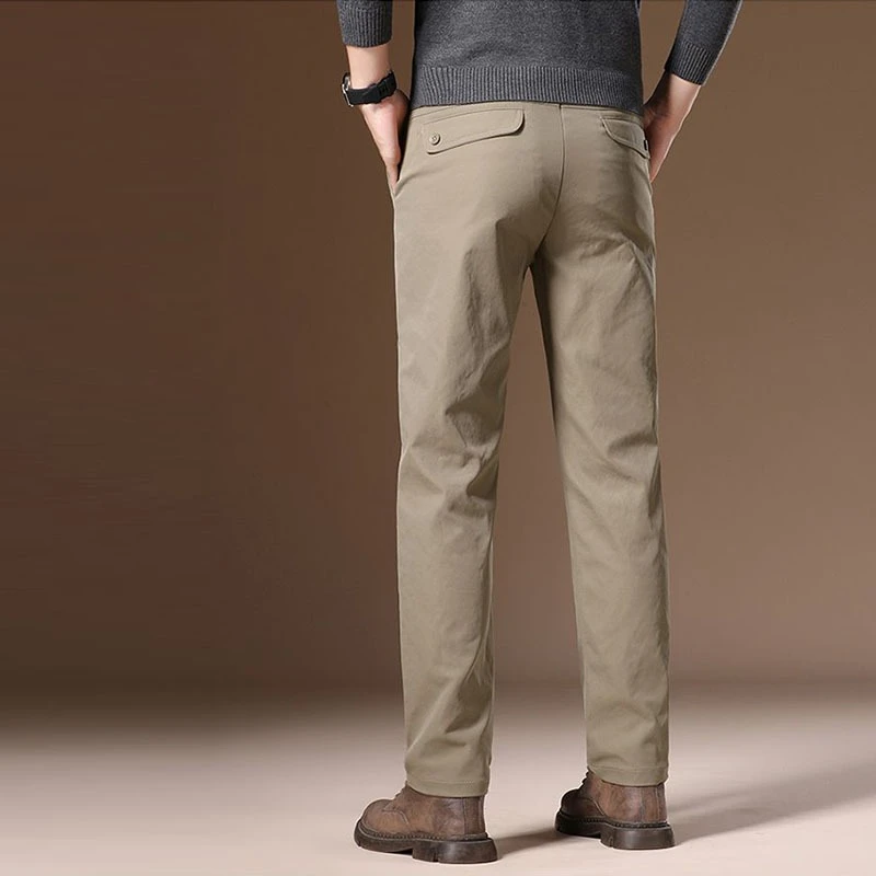 سليم مستقيم رجال الأعمال عارضة السراويل الخريف الشتاء الجلد ودية السراويل الكلاسيكية تنوعا اليومية تخفيف العلامة التجارية الملابس #2