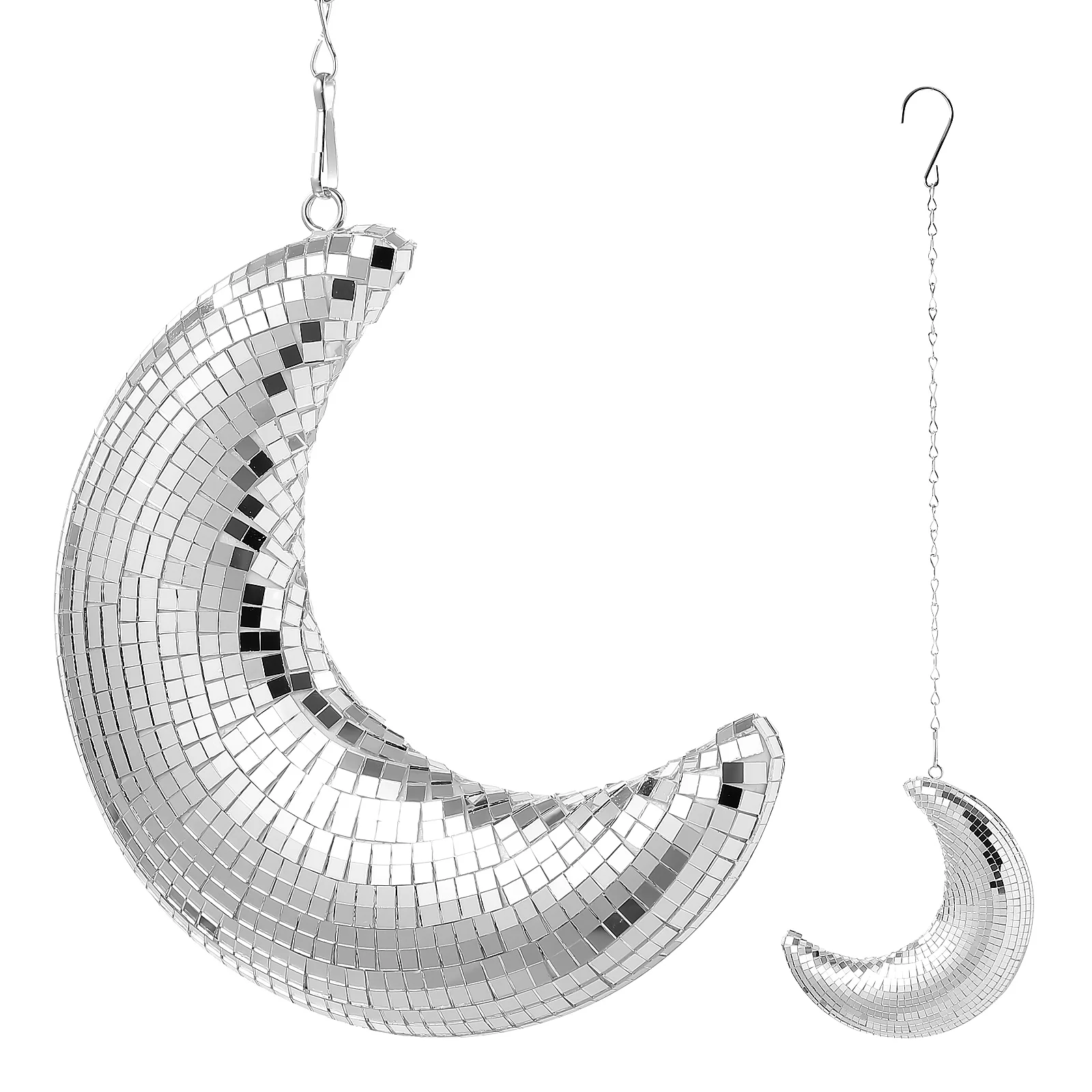 

Moon Pendant Silver Hanging Decor Wall Disco Ball Decorations Prom Retro Ordinary
