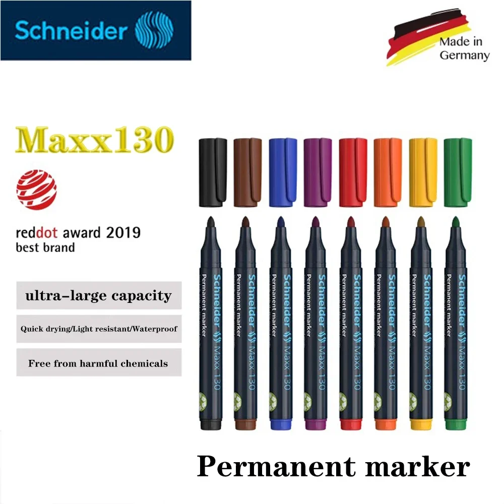 

Перманентный цветной маркер Schneider Maxx130, 1 шт., многоцветные маркеры для чернил, канцелярские принадлежности, краски для ткани, товары для рукоделия 1-3 мм