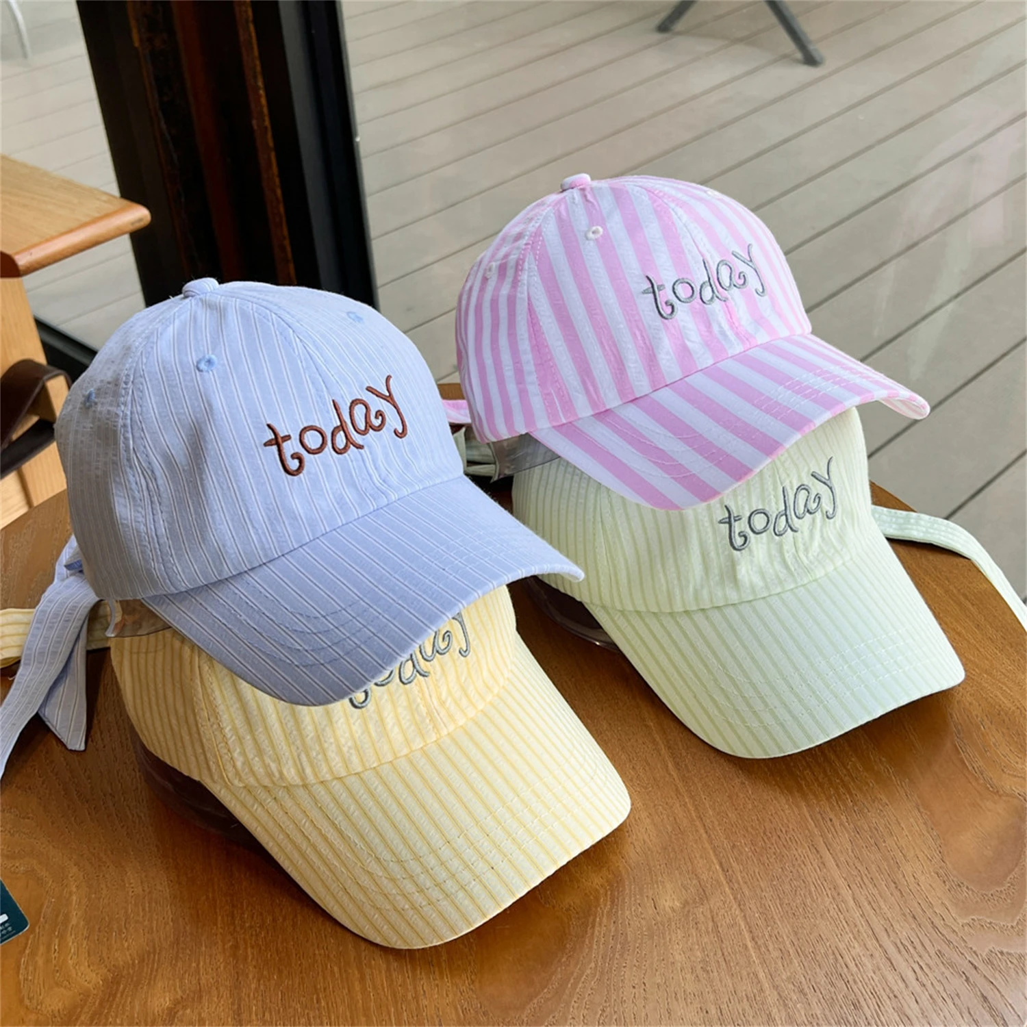 ストリートウェア-ストライプ-ベースボールキャップ-ユニセックス-トゥデイ-刺繍-ボウタイ-バック-軽量-通気性-ヒップホップ-アウトドア-カジュアル-サンハット