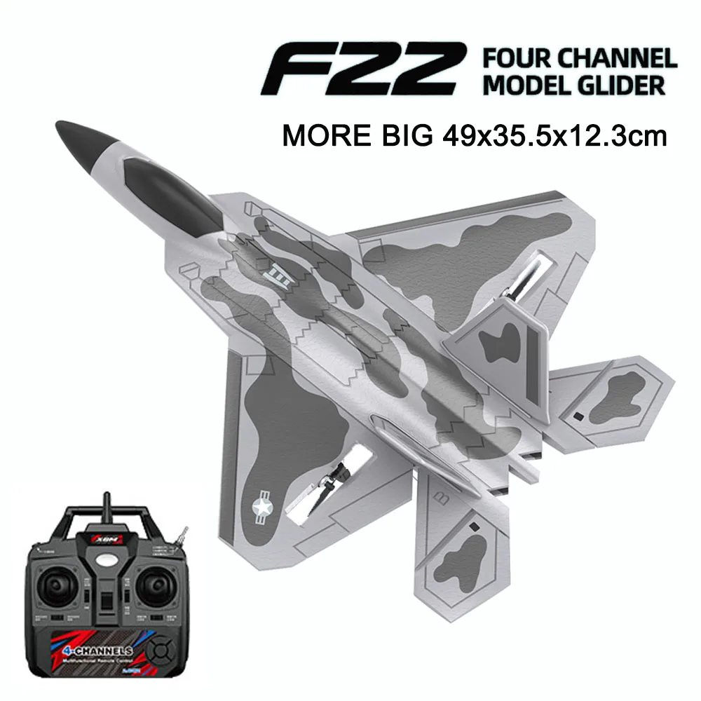 BM22 F22 Fighter 4CH piano più grande 2.4G aereo telecomandato ad ala fissa modello di schiuma elettrica 49*35.5*12.3cm Biger Glider Toys