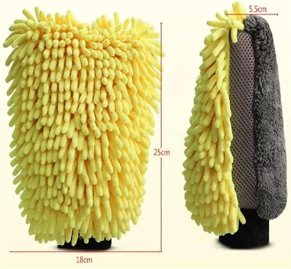 1PCS Waterproof Car Wash Microfiber Chenille Gloves Thick Car Cleaning Mitt Wax Detailing Brush Auto Care Double-faced Glove