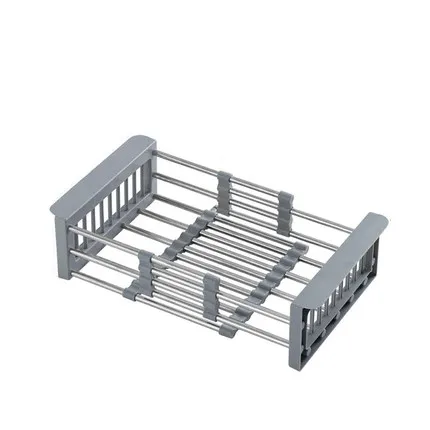 

Выдвижной органайзер для кухонной раковины, телескопическая корзина для мытья овощей и сушки посуды, компактный, из нержавеющей стали