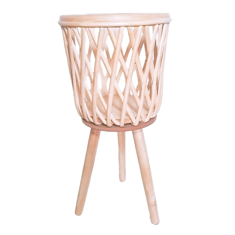 Rattan Plant Stand With Legs Woven Rattan -Planter Stand For Indoor Use -Tall Rattan Planter Basket For Home Décor