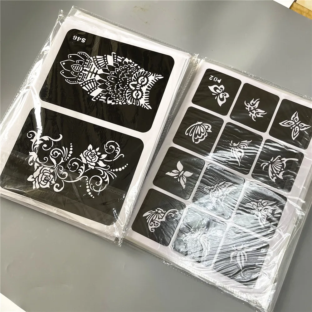 

20/40 Sheet Small Maps Airbrush Glitter Tattoo Stencil Women Kids Drawing Template Flower Butterfly Henna Tattoo Stencil