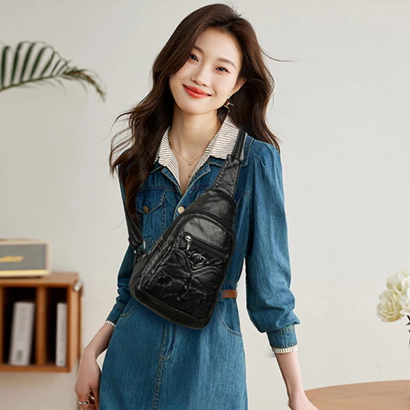 Women Chest Bags Vintage Shoulder Pack High Quality Brand Retro Shoulder Messenger Mobile Phone Bag for Women Classic Crossbody