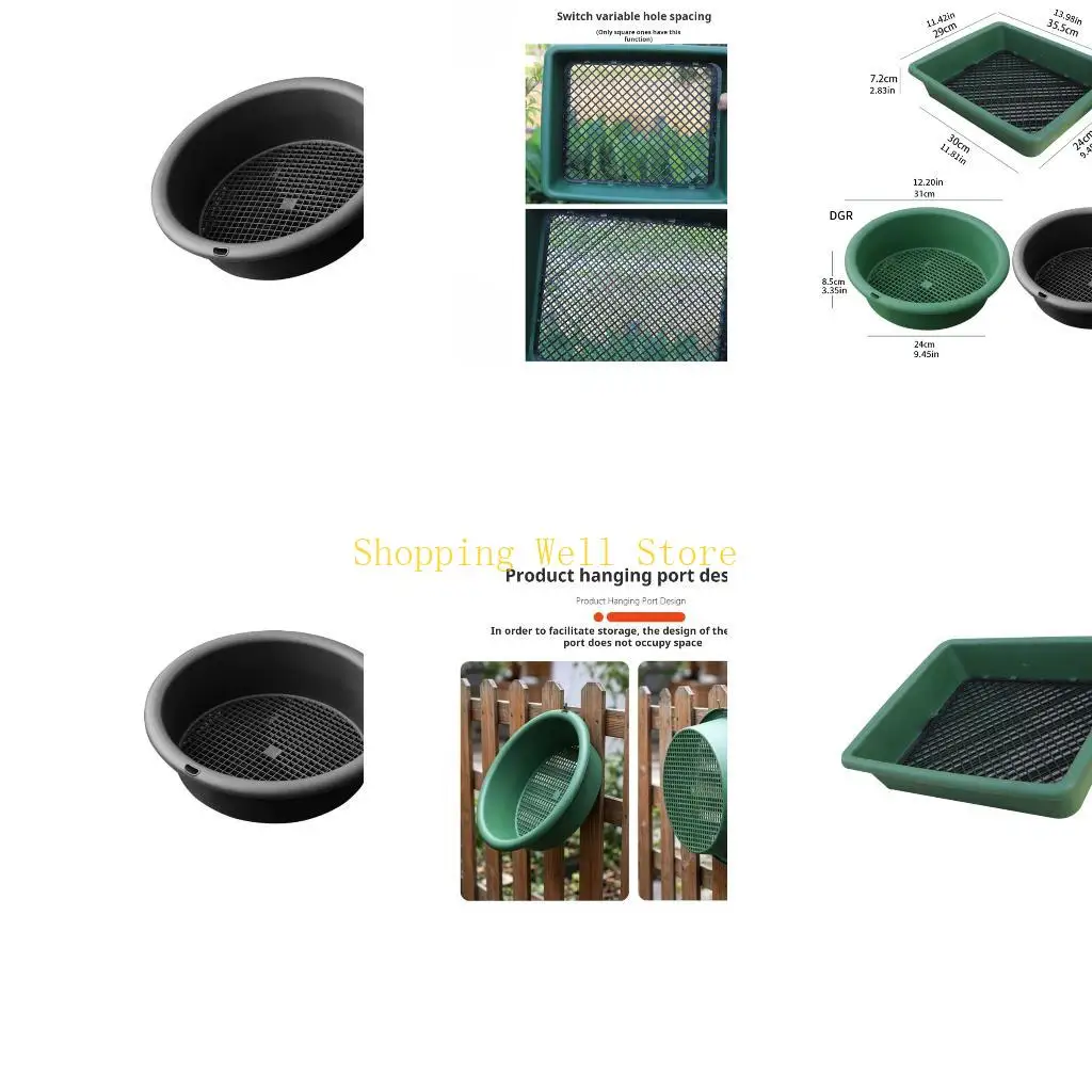 KX4B Sifting Pan Stackable Rustproof Pellet Sifter Mesh Screen Accessories for Prospecting Mining Garden Accessories