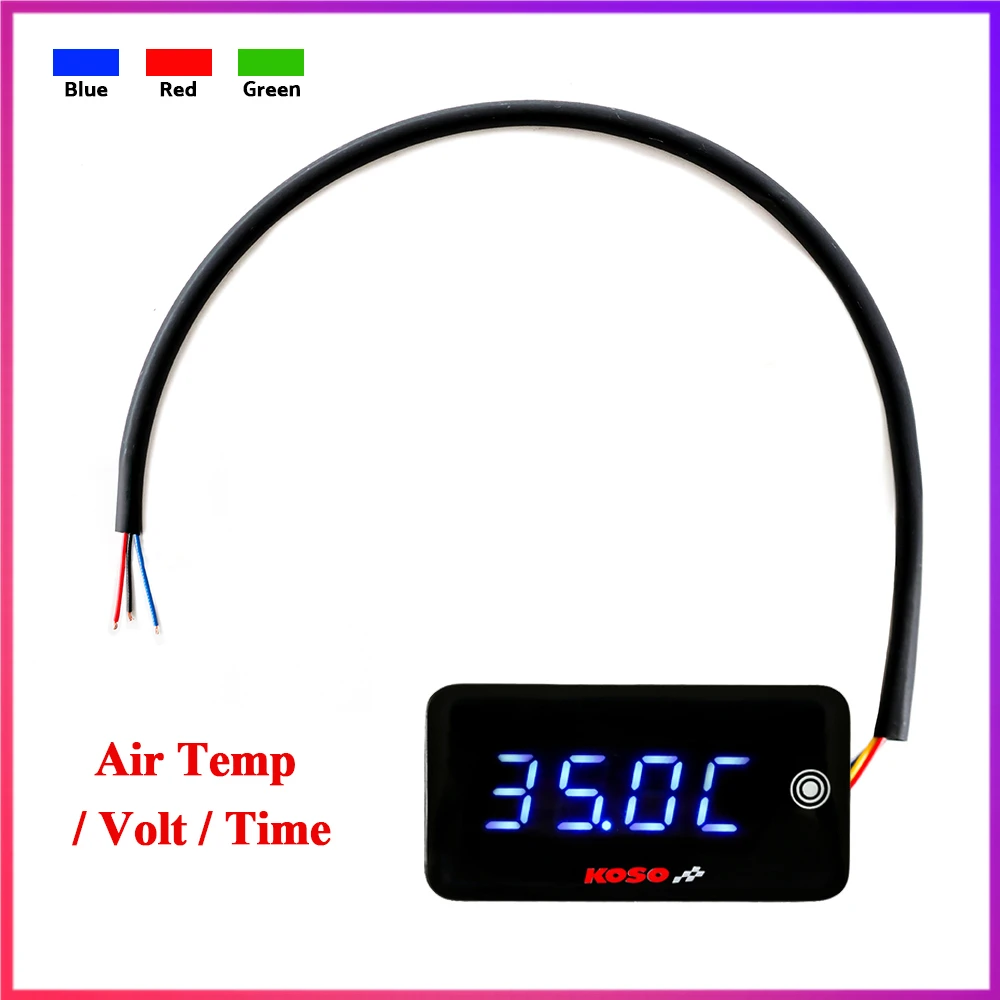 

koso MINI 3 IN 1 Motorcycle thermometer Air temperature Time Voltage gauge for nmax 125 Universal Bike Accessories