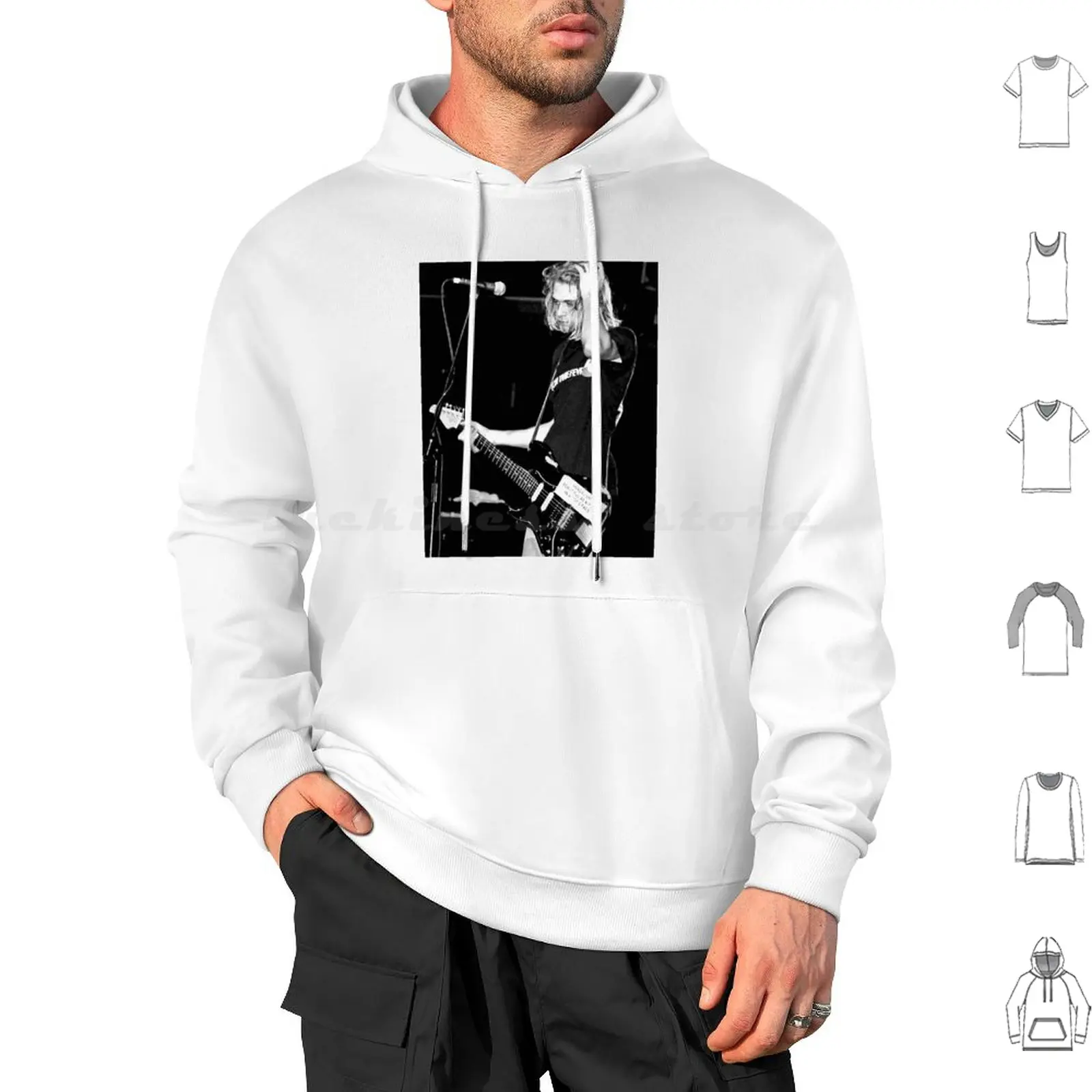 Good Band Nrvn Live Concert Black And White Poster Hoodies Long Sleeve Band Band Music Band Album Band Kurt