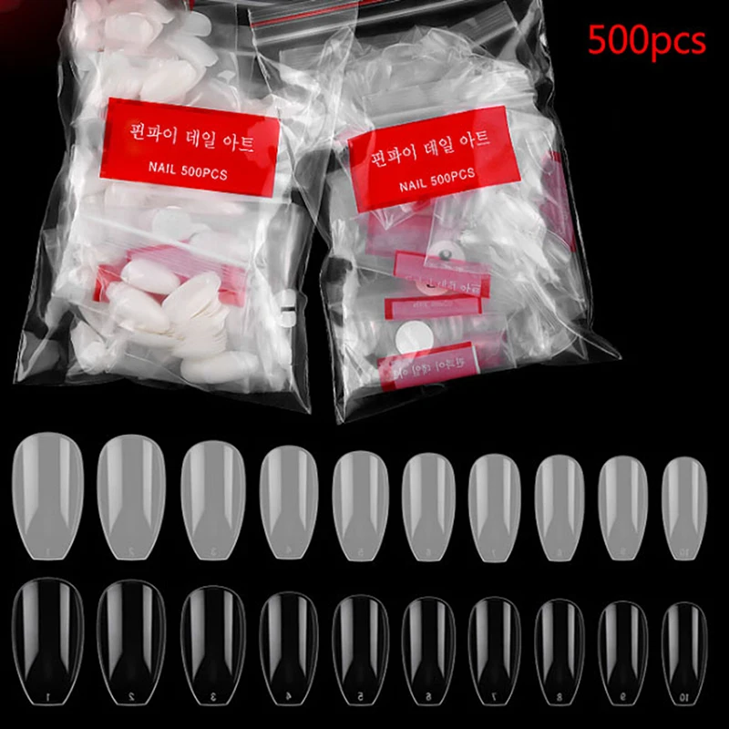 500 Pcs Tips DIY Full Fake False Nail Art Artificial Acrylic Gel UV Manicure Set