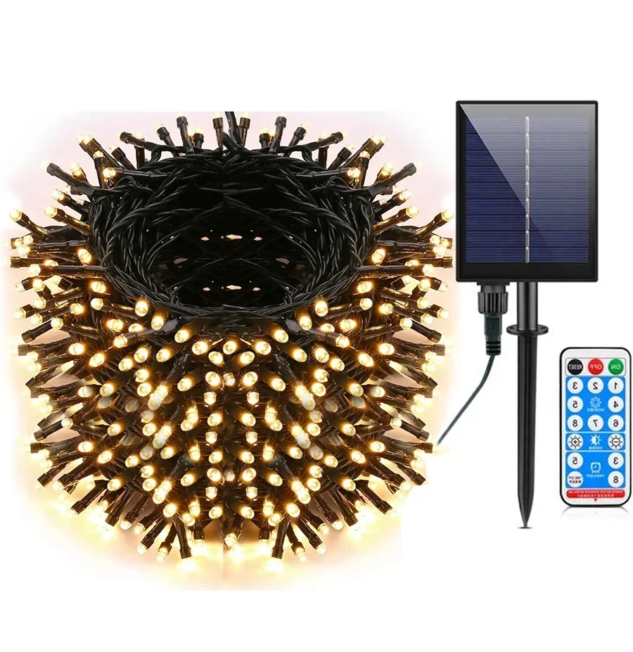 

Solar String Lights Outdoor With Remote Solar Christmas Light 8 Modes Waterproof Patio Solar Tree Fairy Garland Lights