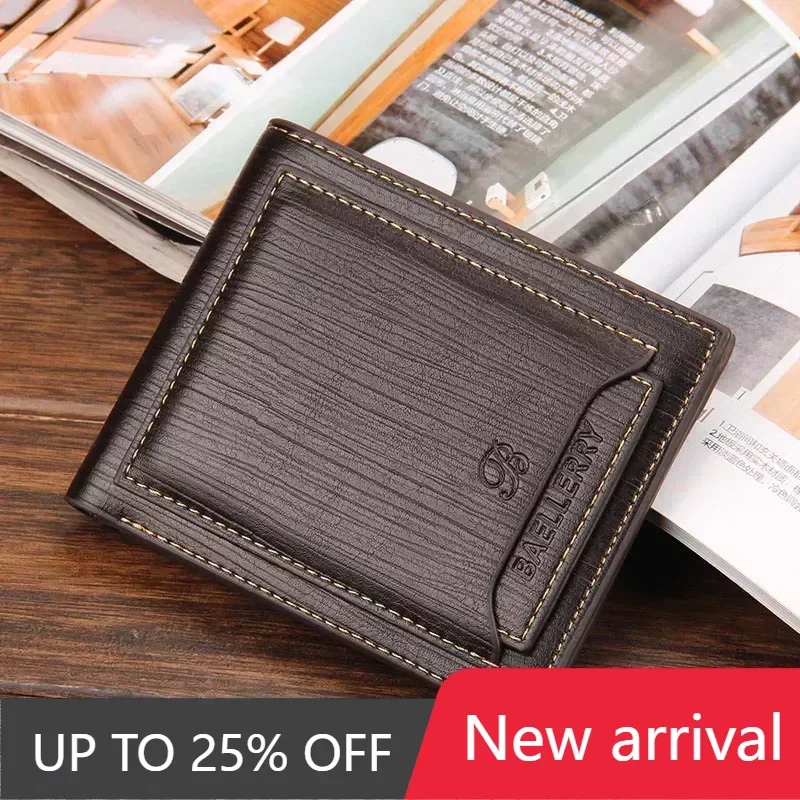 

New fashion Short Leather Brand Wallet Men Credit Card Holders Purse Vintage Male Clutch Trifold Man Money Bag Clip