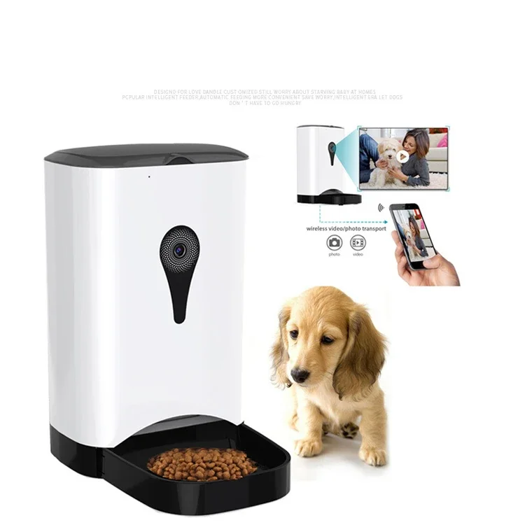 Alimentador para mascotas de 4,5l, Control remoto Wifi, alimentador automático inteligente a la moda para mascotas, comida para perros y gatos, recargable con Monitor de vídeo