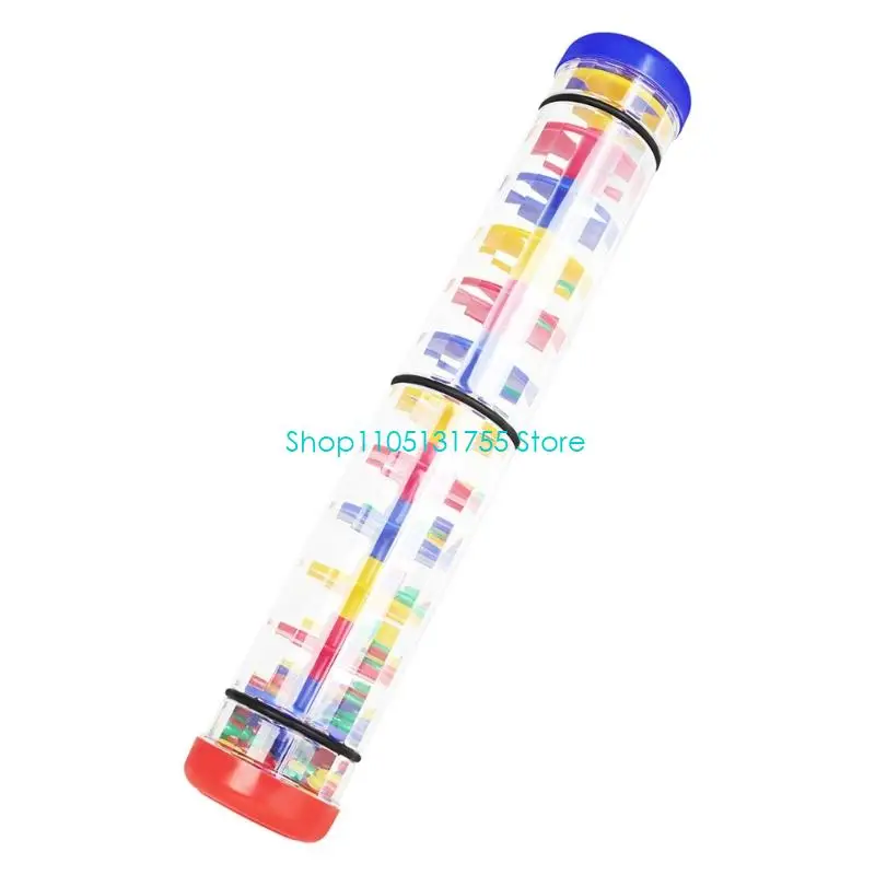 K0EF Two-Section Rainstick Rhythm Instrument with Clear Body and Colorful Beads, ABS Rain Sound Shaker for Orff Music, Classroom