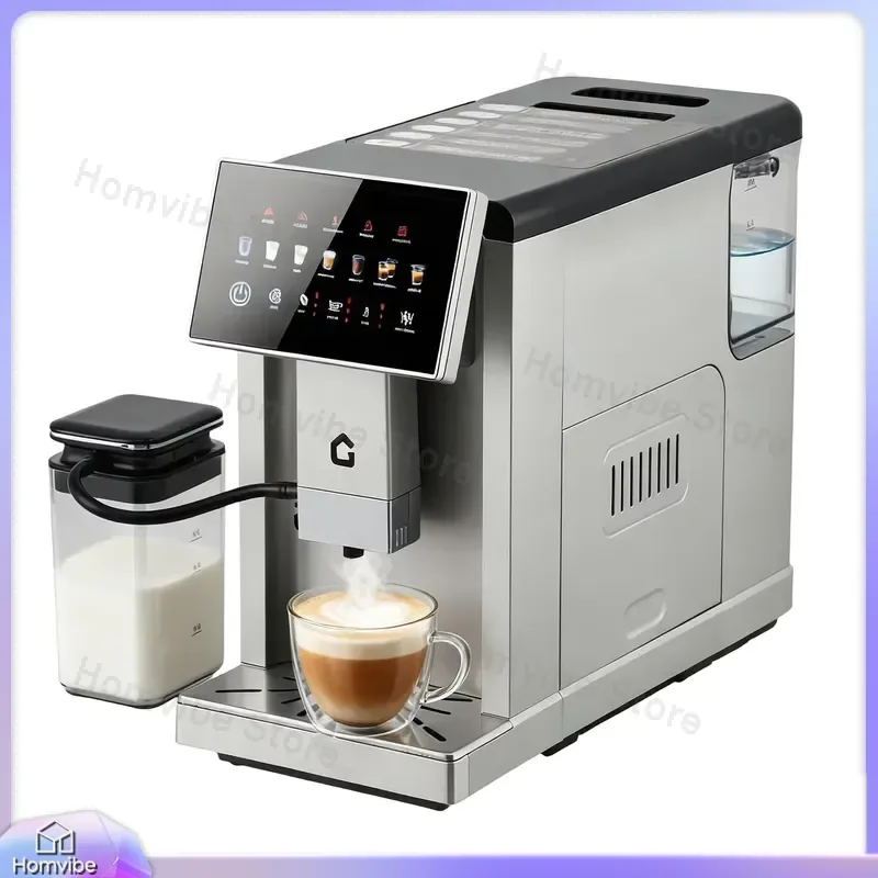 3rd Generation Automatic Espresso Machine with Milk Frother Removable Brewer and Grinder 3 Level Flavor Control Volume