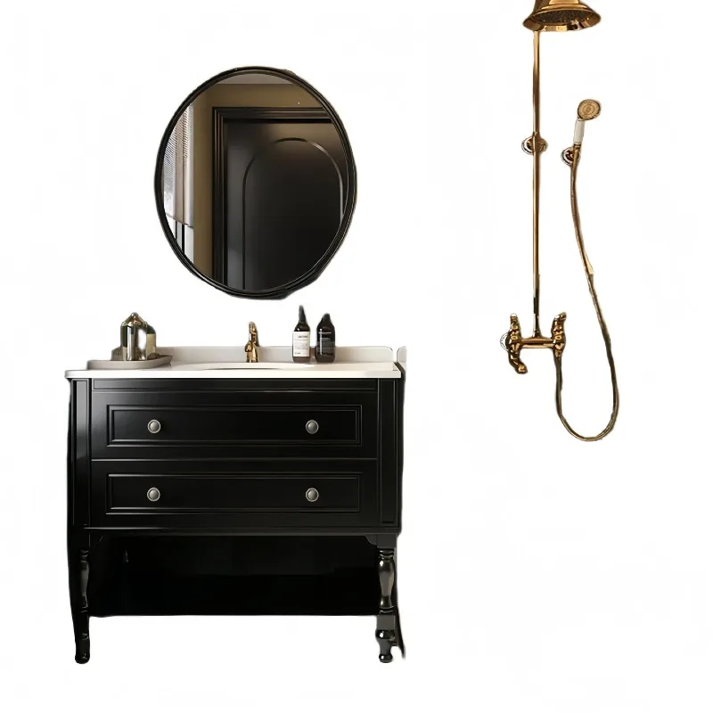 Floor-to-ceiling washstand Bathroom cabinet combination Solid wood washstand