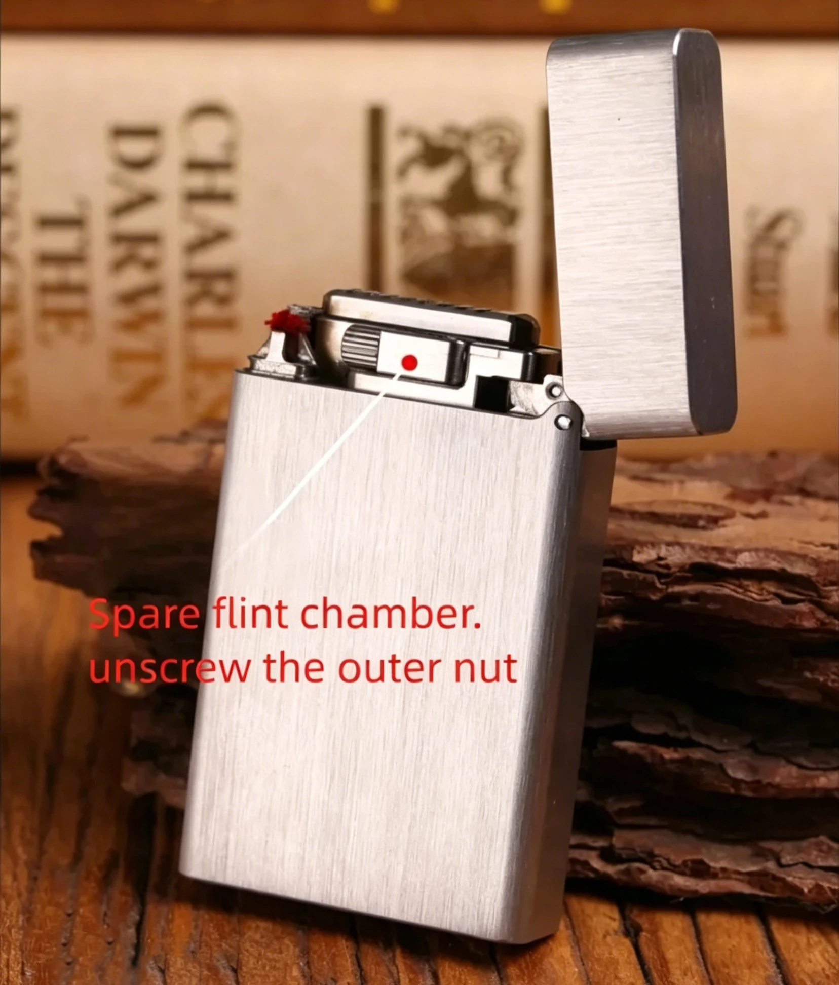 CNC Trench Kerosenes Lighter Flip Top Stainless & Titanium Side-Slip Flint Wheel Petrol Lighter Men's Refillable Wick Lighter