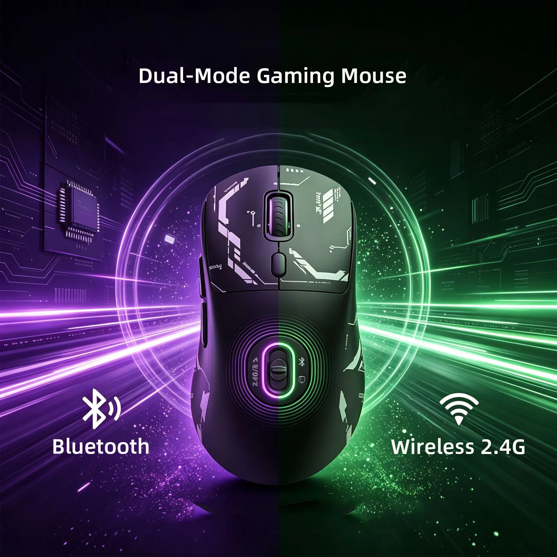 Right Hand Ergonomic Mouse Bluetooth & 2.4G Wireless Dual Mode RGB Lighting, Rechargeable Lightweight, for Office & Gaming