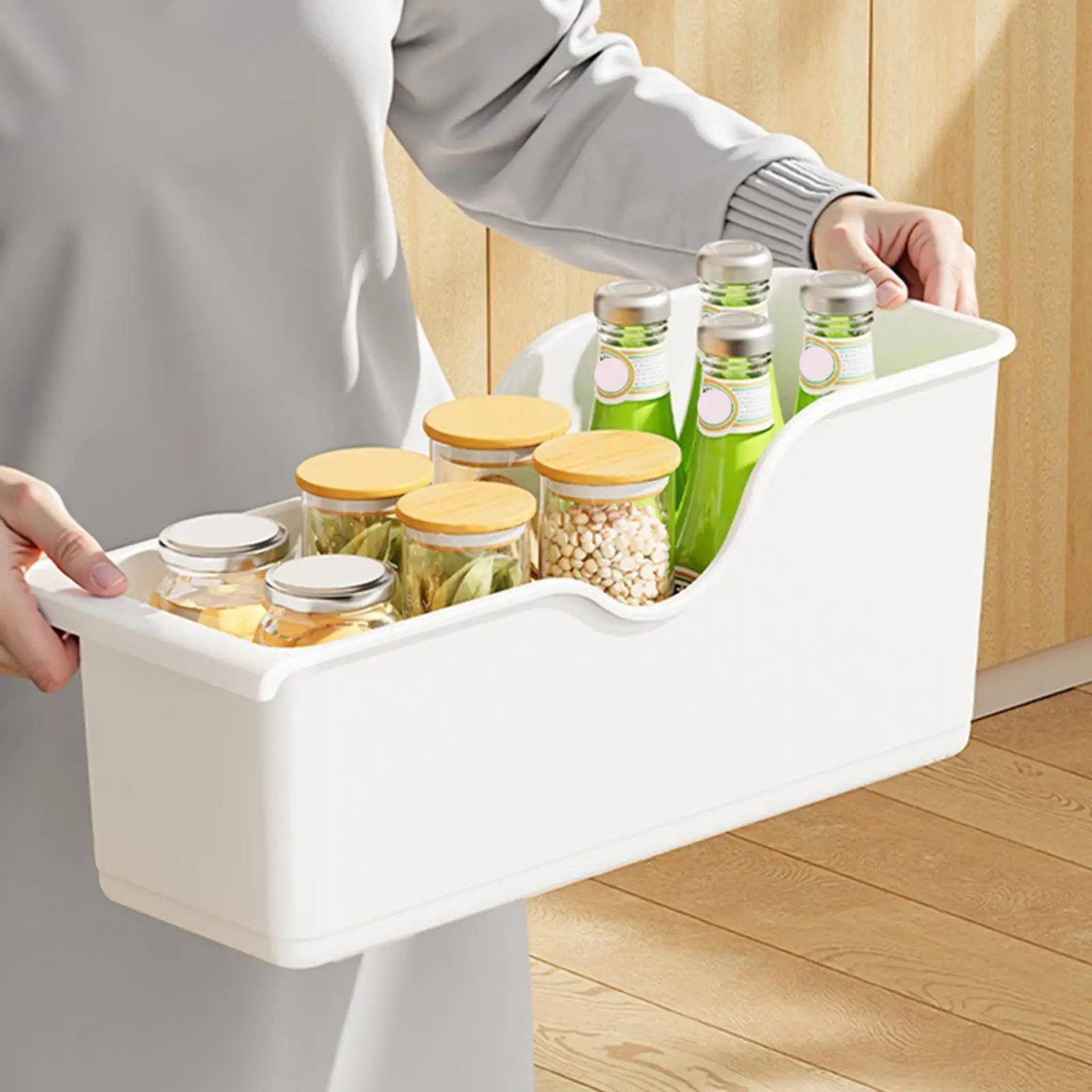 

Storage Bin with Wheels,Modern Narrow Organizer under Sink Bin Roller Container Rolling Storage Box for Shelf Cupboard Crafts