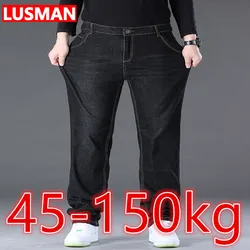 Men's Jeans Pants Big Size 50 High Stretch Denim Fabric Large Size Pants for 45-150kg Jeans Hombre Wide Leg Jeans Pantalon Homme