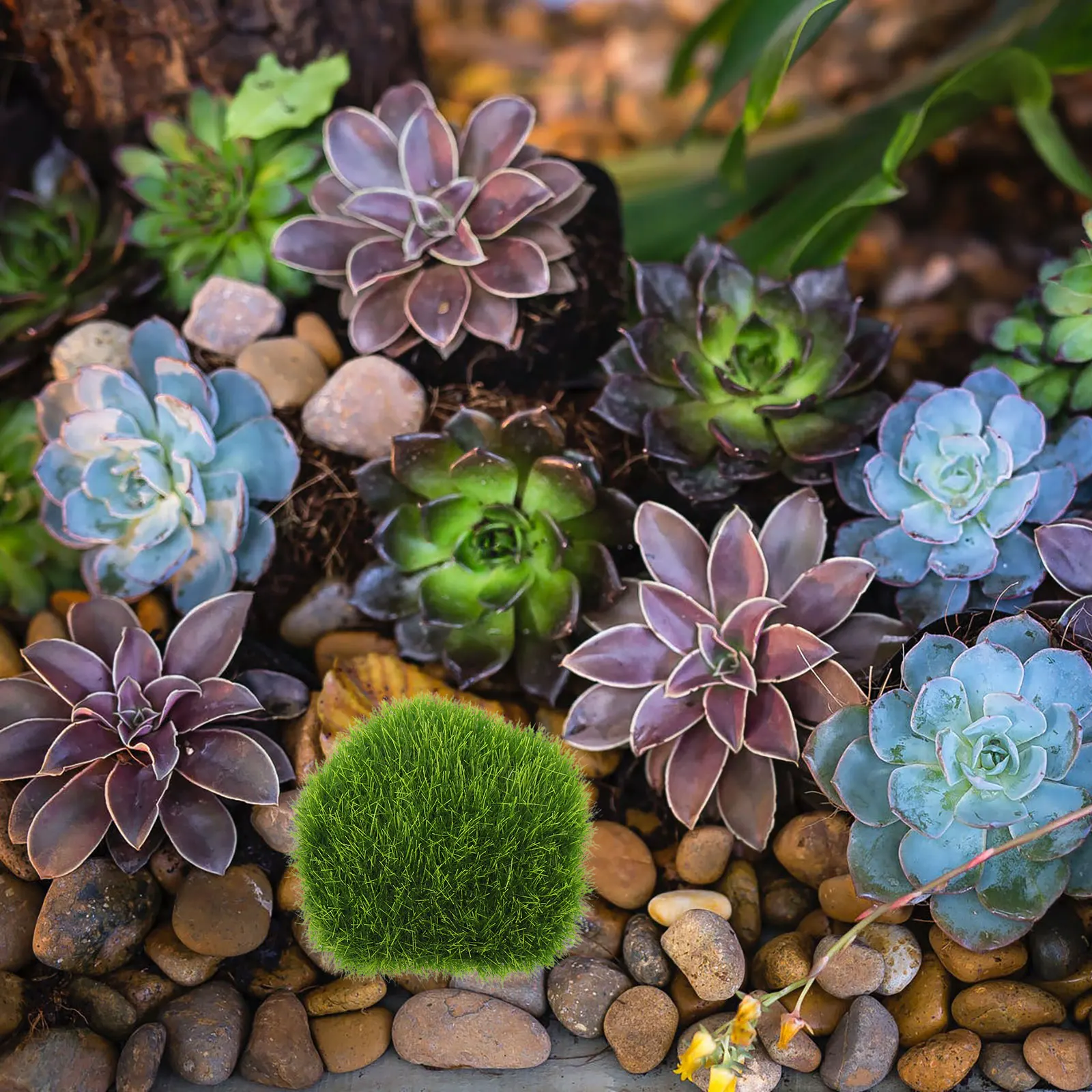 

4Pcs Lifelike Artificial Green Moss Stones Decorative Faux Moss Ornaments Micro Landscape Decor
