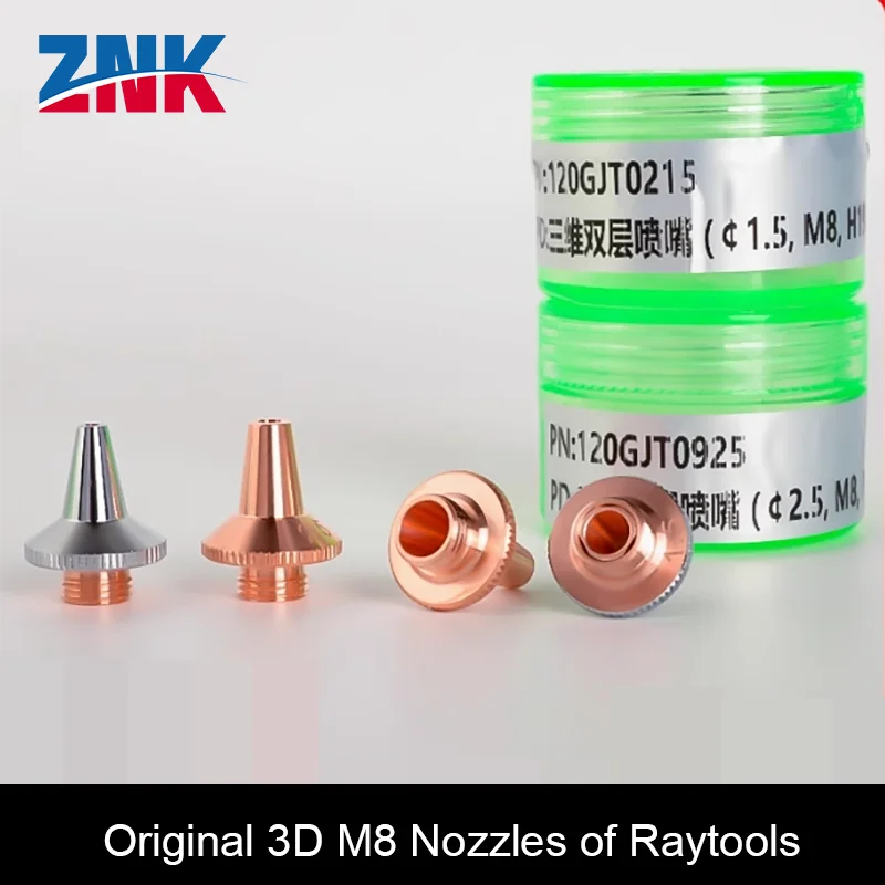 ZNK Raytools Original 3D M8 Laser Nozzles Single & Double Chrome Layer Fiber Cutting Machine Parts for Raytools BT240S BM109