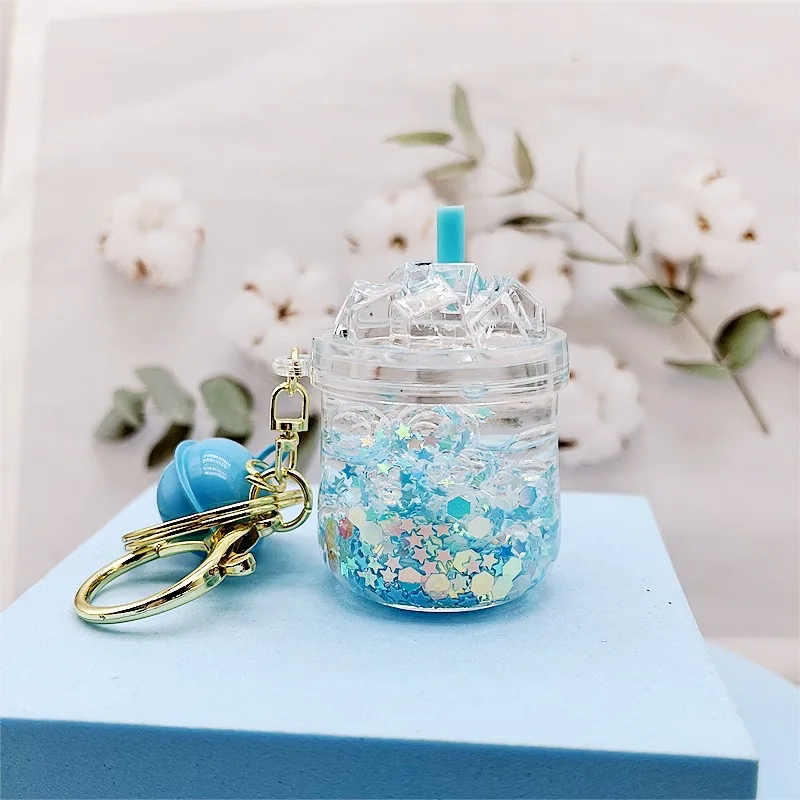 Cute Acrylic into the Oil Luminous Iceberg Cup Keychain Automobile Hanging Ornament Liquid Drift Bottle