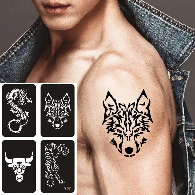 71designs Henna Tattoos Stencils Large Size Temporary Glitter Tattoo Templates Reusable Airbrush Stencils En Sjablonen Men Women