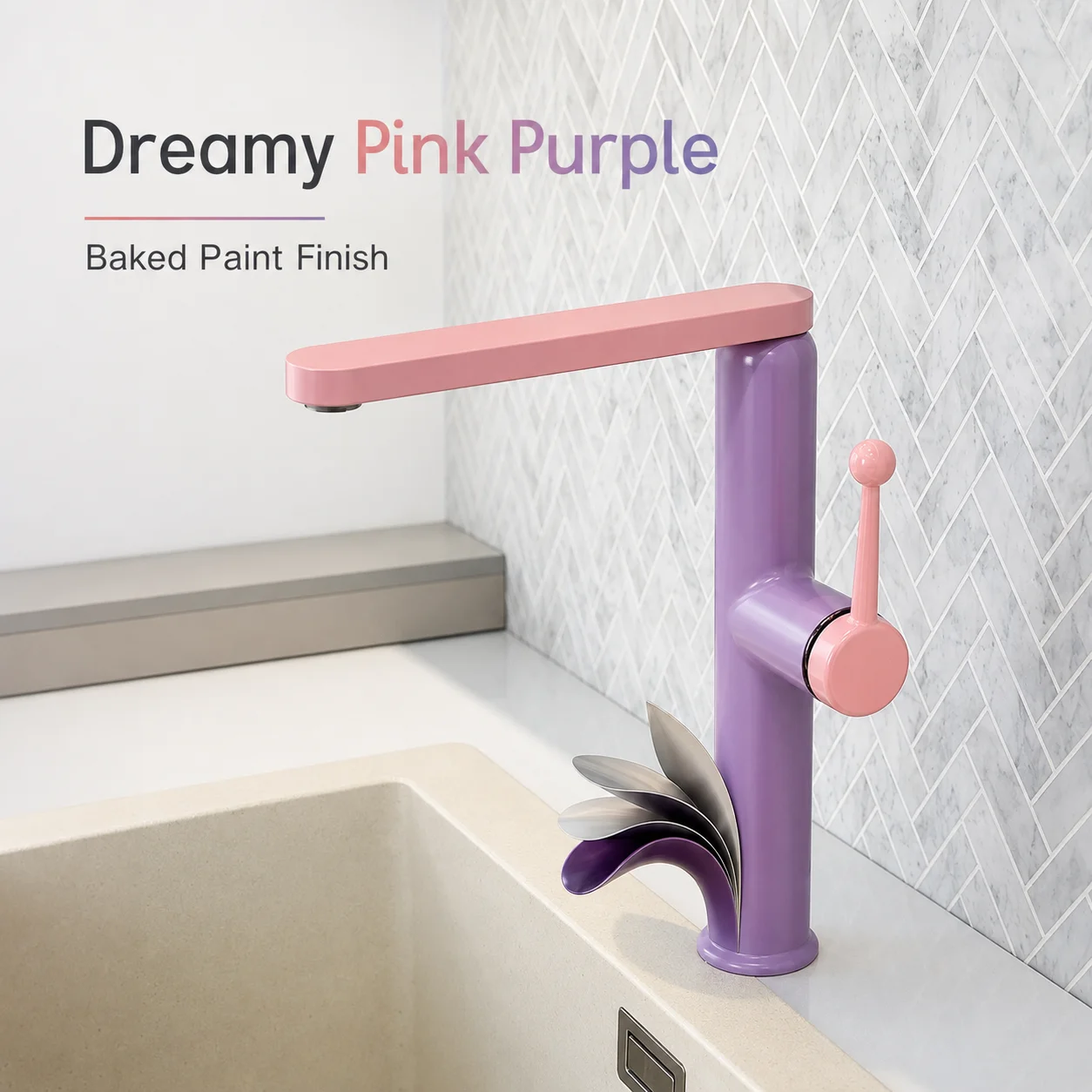 Dopamine Swivel Bathroom Basin Faucet, Flip Top Dual Spray Hot Cold Water Sink Mixer Tap Crane