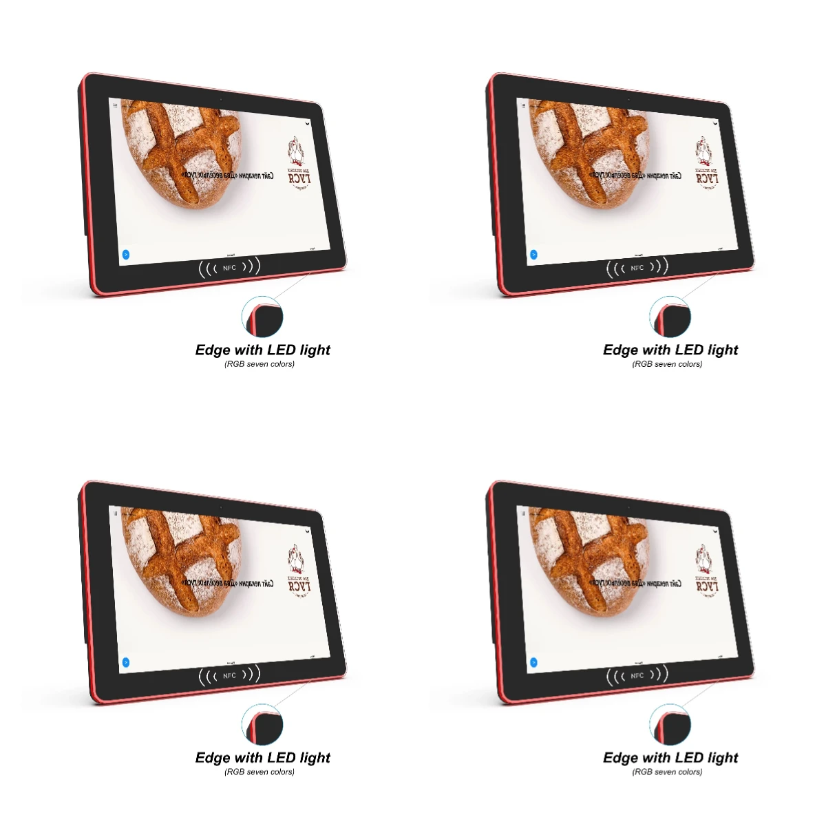 10.1 Inch Wall Mounted Android 11 Tablet RK3568 2+16GB Edge with LED Light RJ45 Network for Commercial Advertising