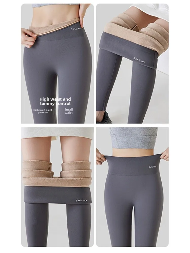 سراويل يوجا من صوف الجمل فائقة الثعبان للنساء ملابس خارجية شتوية مقاومة للبرد سراويل طويلة عالية الخصر تحمل الحرارة