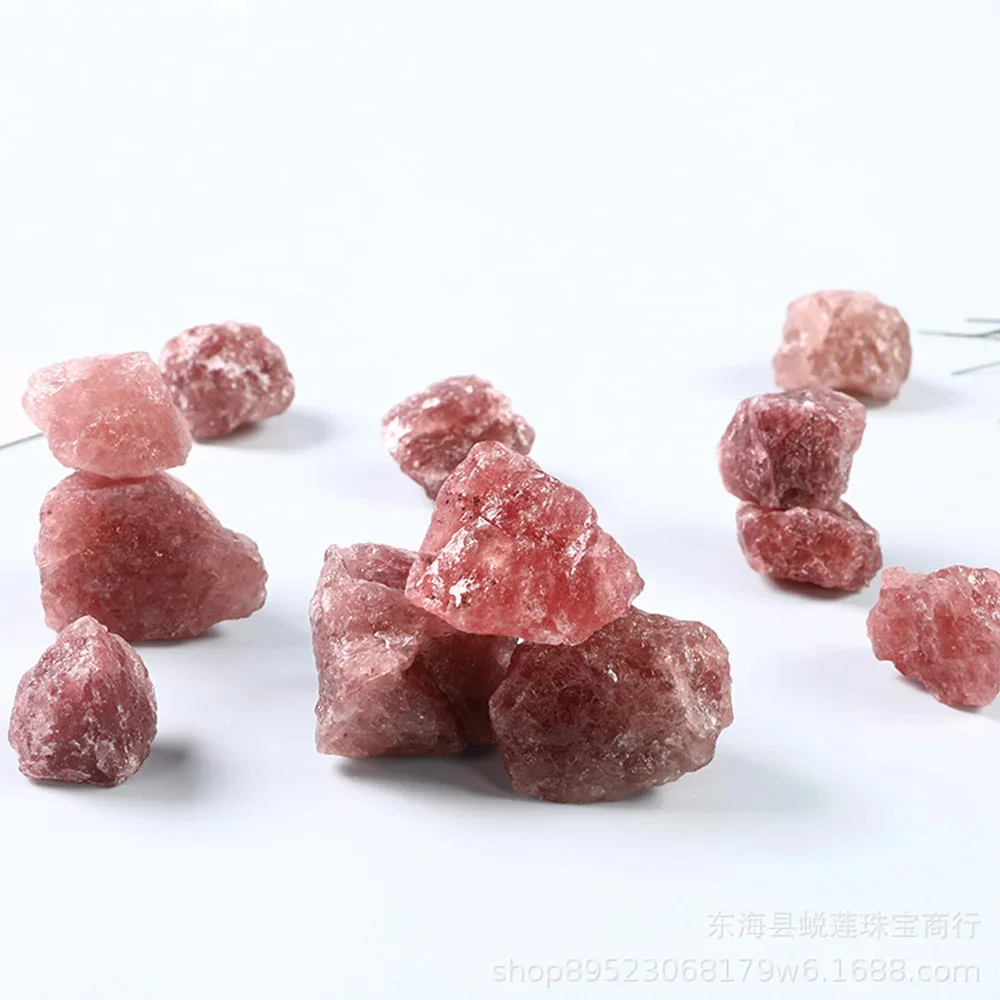 

Natural Red Strawberry Quartz Rough Stone Specimen Minerals Healing Crystals Aquarium Bonsai Decoration