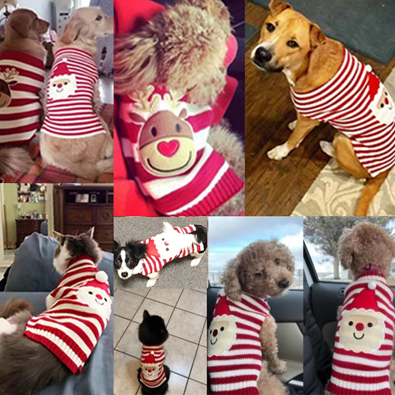 Winter Dog Clothes Christmas Holiday Sweater Chihuahua Teddy Outfit coat for Small Medium Large Dog and Cat Autumn Warm