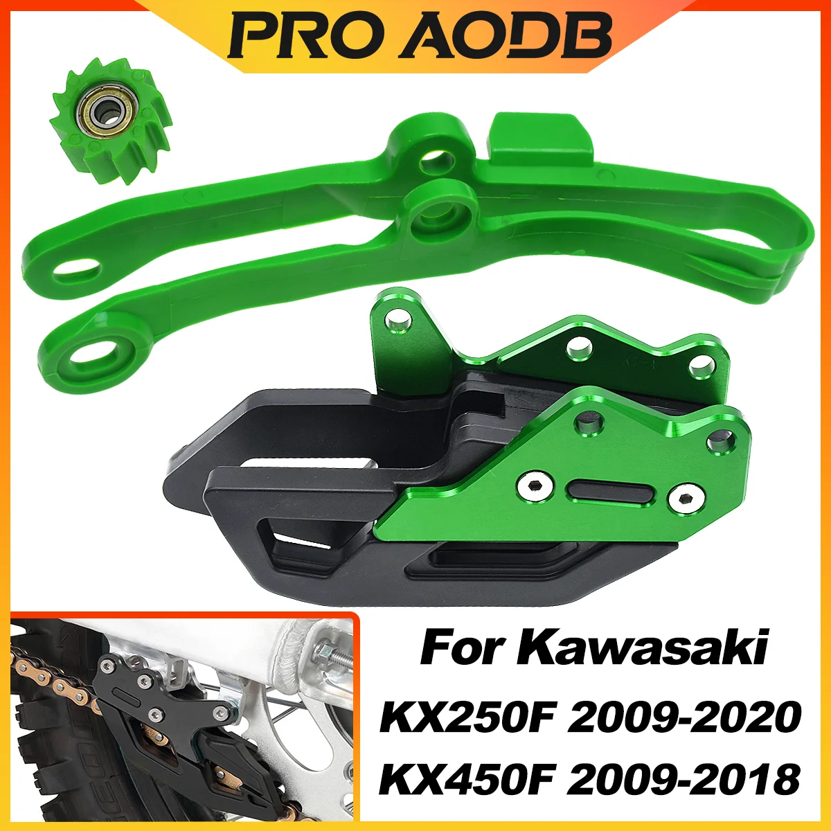 

For Kawasaki KX250 KX450 KX250F KX450F KLX450R Chain Slider Swingarm Guide Lower Rolle Chian Guide Guard KitS Universal Parts