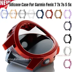 Capa de silicone para Garmin Fenix, Protector Frame, Tampa De Borracha Transparente, Relógio Inteligente, Acessórios, 7x7s 5 5x