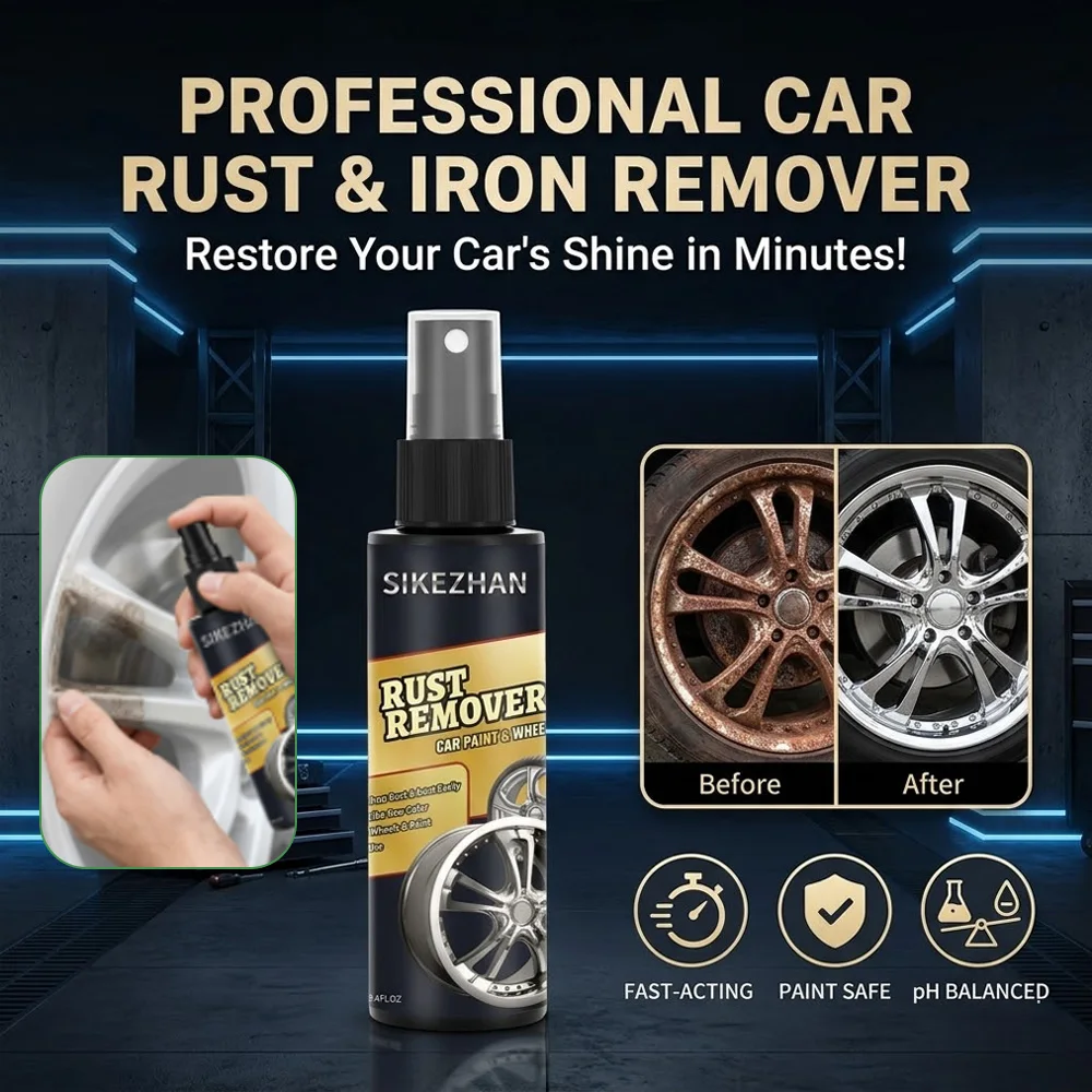 100ml 50ml Car Rust Remover Spray Wheel Hub Derusting Agent Multi Purpose Iron Powder Cleaner Paint Surface Repair SIKEZHAN