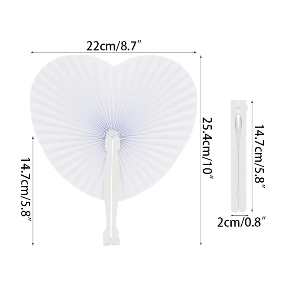 6/12/24Pcs White Peach Shape Round Folding Fan Children\'s Birthday Wedding Holiday Party Gift Decoration Christmas Carnival Gift
